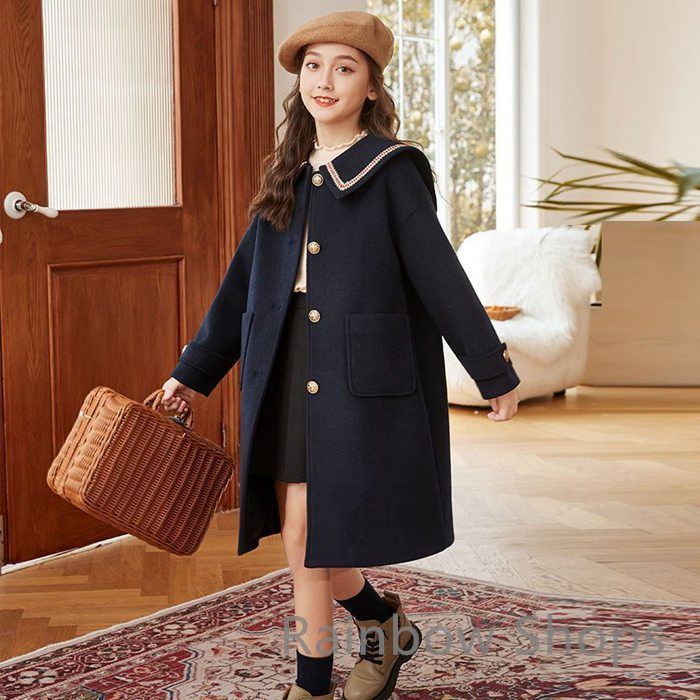 【新品未使用】コート キッズ 女の子 中綿入れ 子供服 チェスターコート秋冬アウター モッズコート ロングコート キッズコート 子供コート 可愛い 暖かい 防寒 お出かけ 小学生 女児 通園 