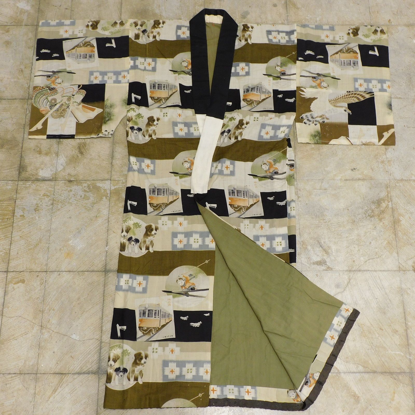 asaka 花柄×ドット 下駄付き レトロ浴衣・兵児帯セット asaka 花柄×ドット