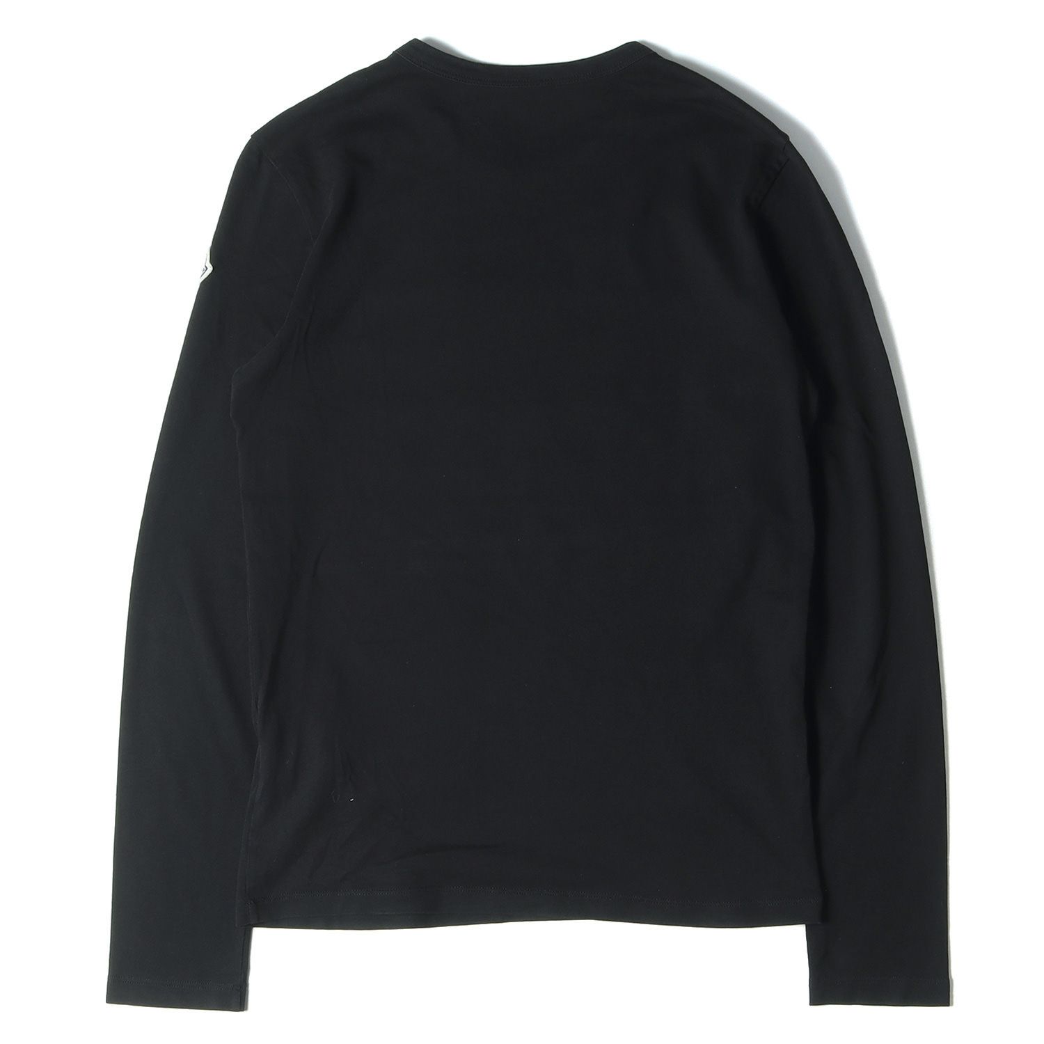 MONCLER ロングスリーブカットソー 黒 MONCLER モンクレール Tシャツ パネル メッシュ 切替 ロゴ