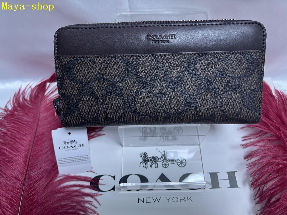 コーチ COACH 長財布 財布 シグネチャー マホガニー ブラウン ラウンドファスナー レザー メンズ  プレゼント 父の日母の日誕生日 贈り物 ギフト 財布 メンズ ファッション 新品未使用 C189 F75000 4G6QD