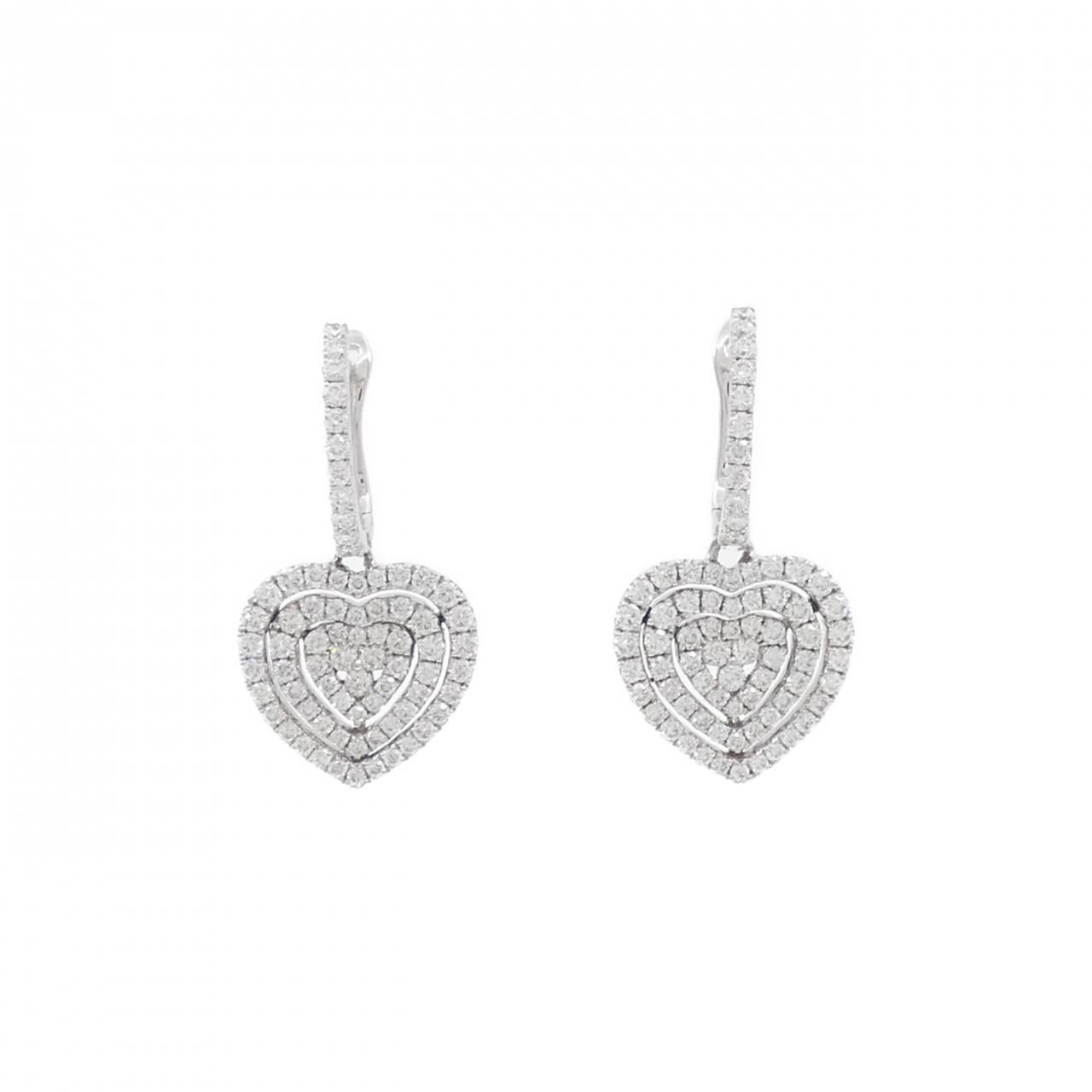 K18WG ハート ダイヤモンド ピアス 1.24CT