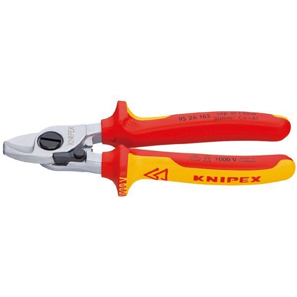 KNIPEX クニペックス 1000V絶縁ケーブルカッター（バネ付）全長165mm 9526-165
