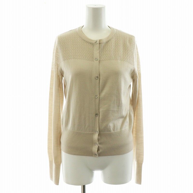 フォクシー FOXEY Cardigan Crochet アンサンブルニット カーディガン ノースリーブニット カットソー 38 S ベージュ 41351 41350 |MW