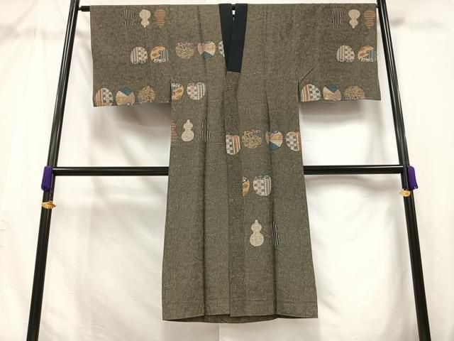 平和屋着物○男性 訪問着 樹林風景シルエット 暈し染め 金彩 正絹 逸品 