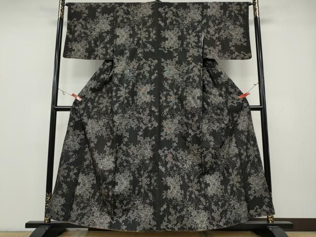 平和屋着物 本場大島紬 9マルキ 草花文 正絹 CAAY4962ut