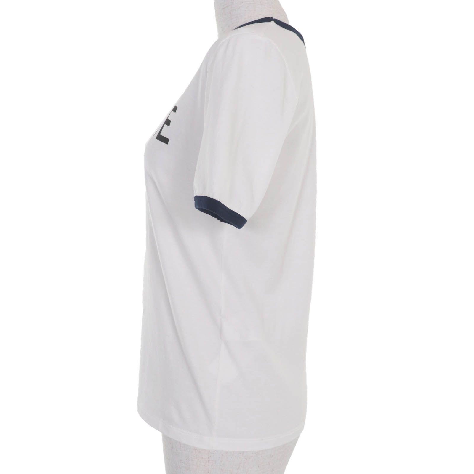 CELINE セリーヌ コットン100％ エディ期 PARIS トリオンフロゴプリント クルーネック 半袖Ｔシャツ ホワイト XS フランス製 レディース