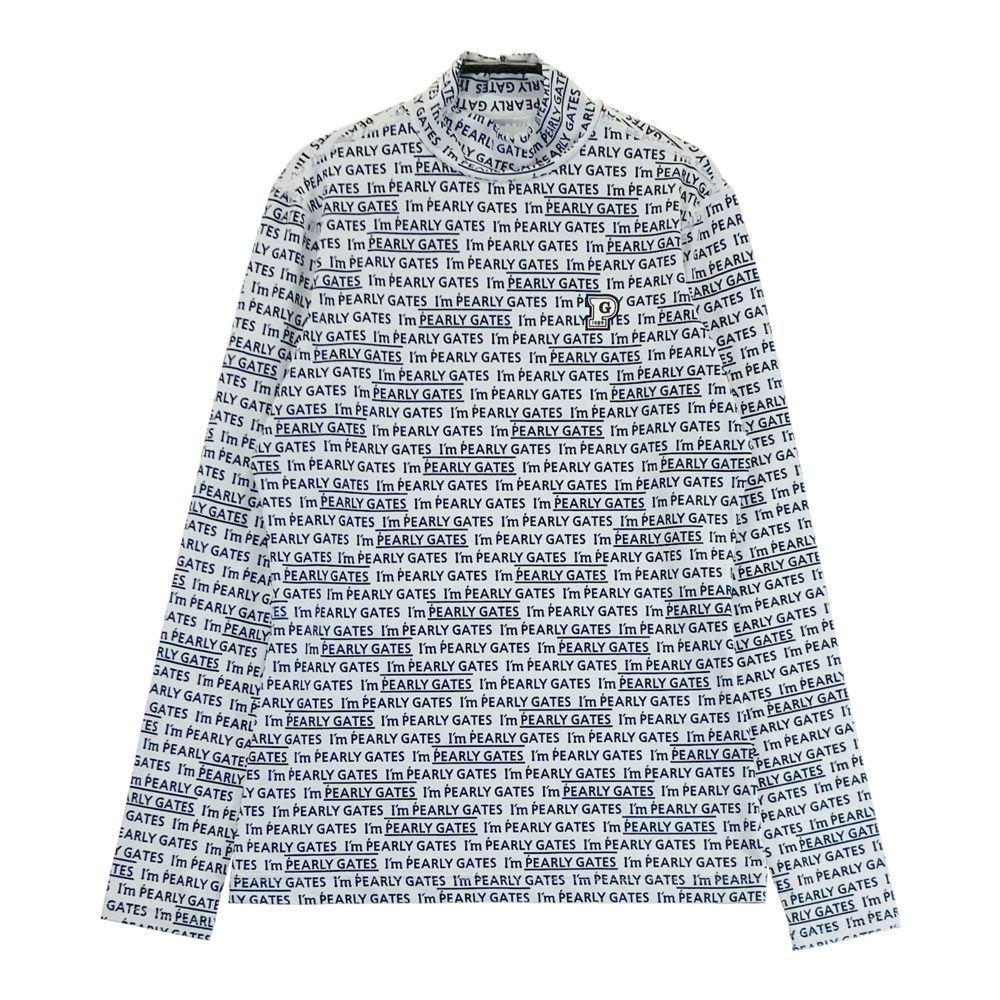 数量限定，得価 サイズ：2 PEARLY GATES パーリーゲイツ COOL ハイネック 長袖インナーTシャツ ロゴ総柄 ホワイト系 [240101513613] ゴルフウェア レディース ストスト シャツ