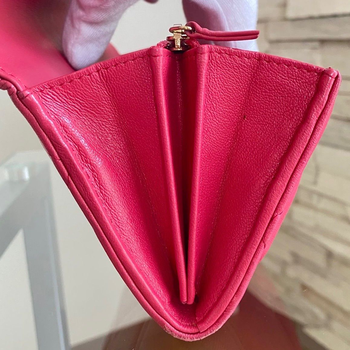 CHANEL 19 マトラッセ ラム 長財布 ロングフラップウォレット ピンク系 
