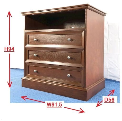 アメリカ家具 Thomasville AVキャビネット トーマスビル オープンスペース付3段チェスト ヴィンテージ 米軍放出 260 BG1NM-N 25