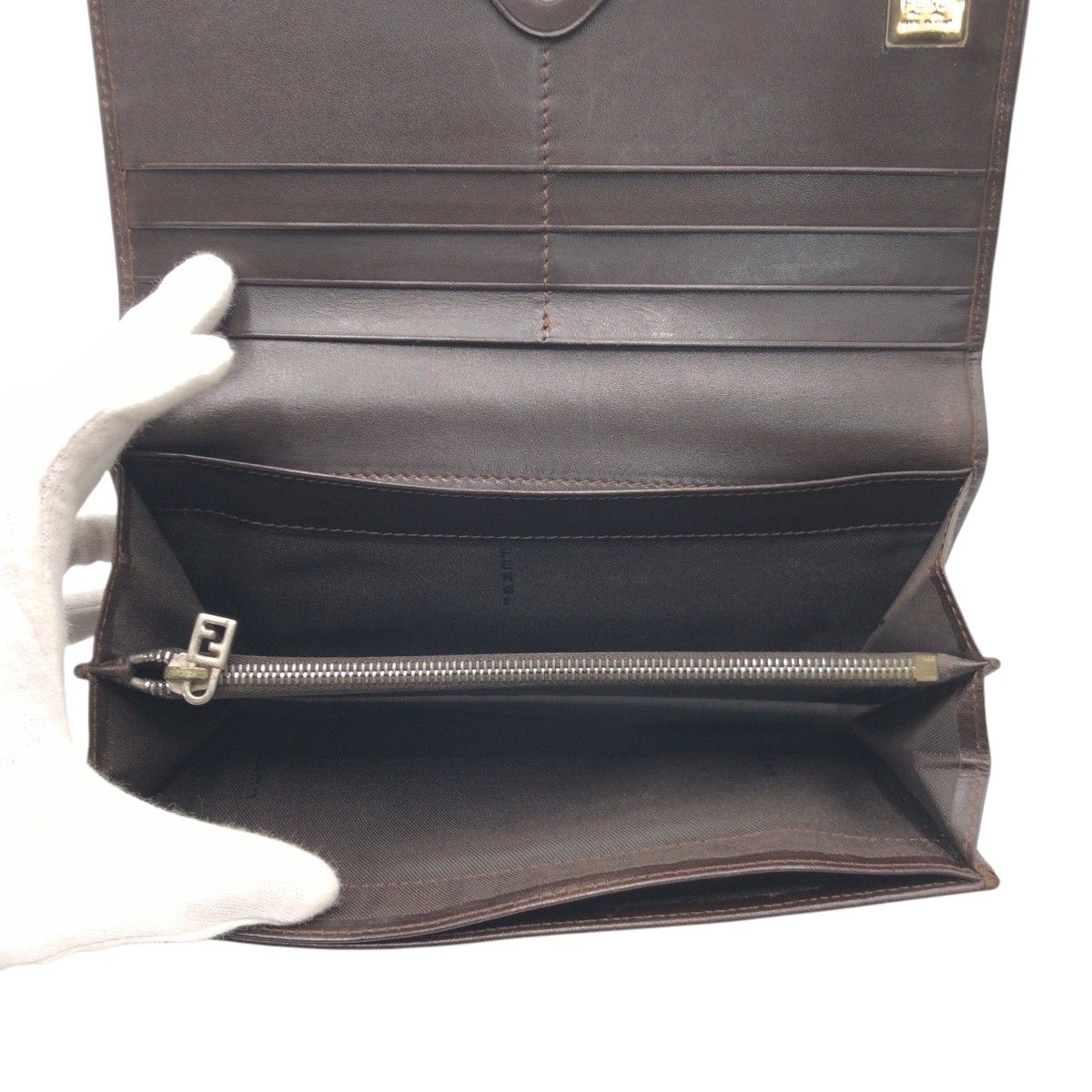 FENDI フェンディ ヴィンテージ ズッカ ブラウン シルバー金具