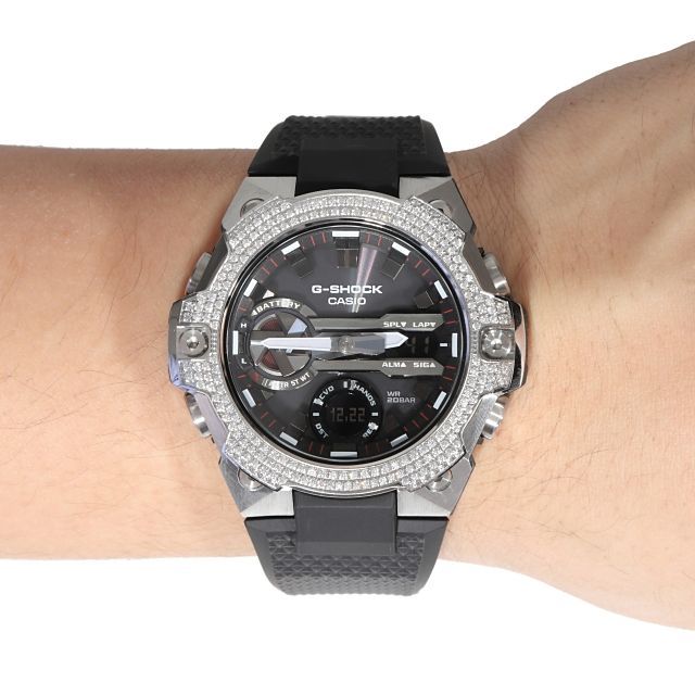G-SHOCK GST B400 ラバーバンド シルバー CZダイヤ