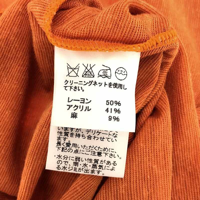 ISSEY MIYAKE - ISSEY MIYAKE / イッセイミヤケ | リネン混 Vネック カーディガン | 2 | オレンジ | レディース ISSEY MIYAKE / イッセイミヤケ | リネン混 Vネック