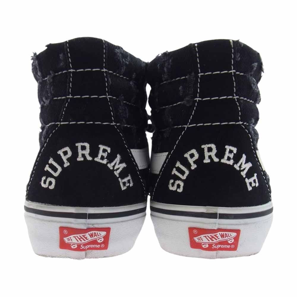 Supreme シュプリーム スニーカー × VANS SK8-HI BLACK HOLE PUNCH DENIM バンズ スケート ハイ ブラック  ホールパンチデニム ハイカットスニーカー ブラック系 US10(28cm)【中古】