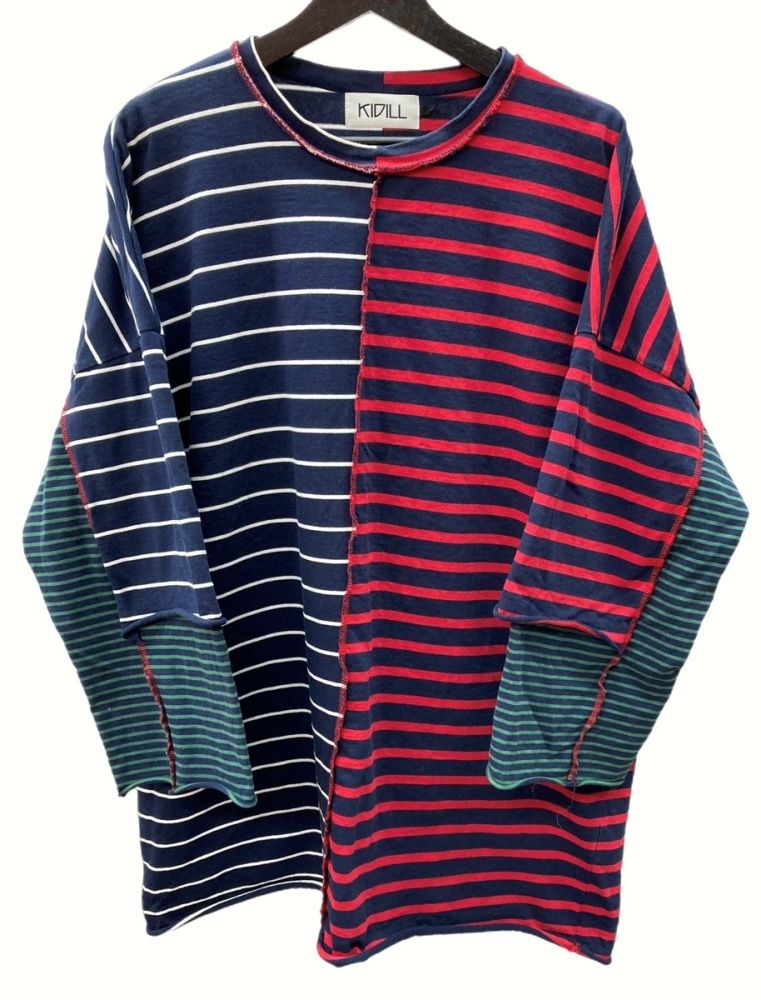 キディル KIDILL Chaos Oversize T-shirts Border ドッキング ボーダー 