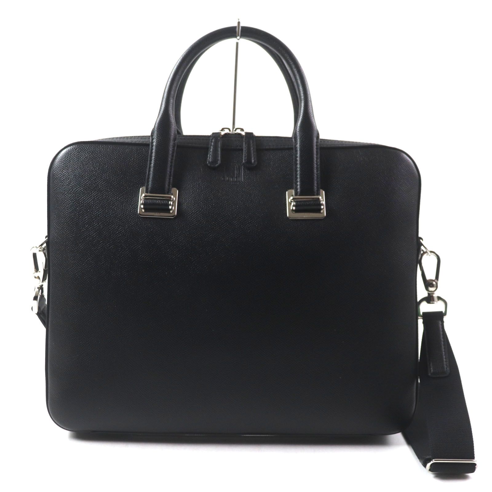 ぴざ様 Dunhill ダンヒル DU18F3415CA001 カドガン スリム シングル ドキュメントケース ロゴ刻印入り 2WAY レザー ブリーフケース ブラック 保存袋付き イタリア製 メンズ 定価278 300円
