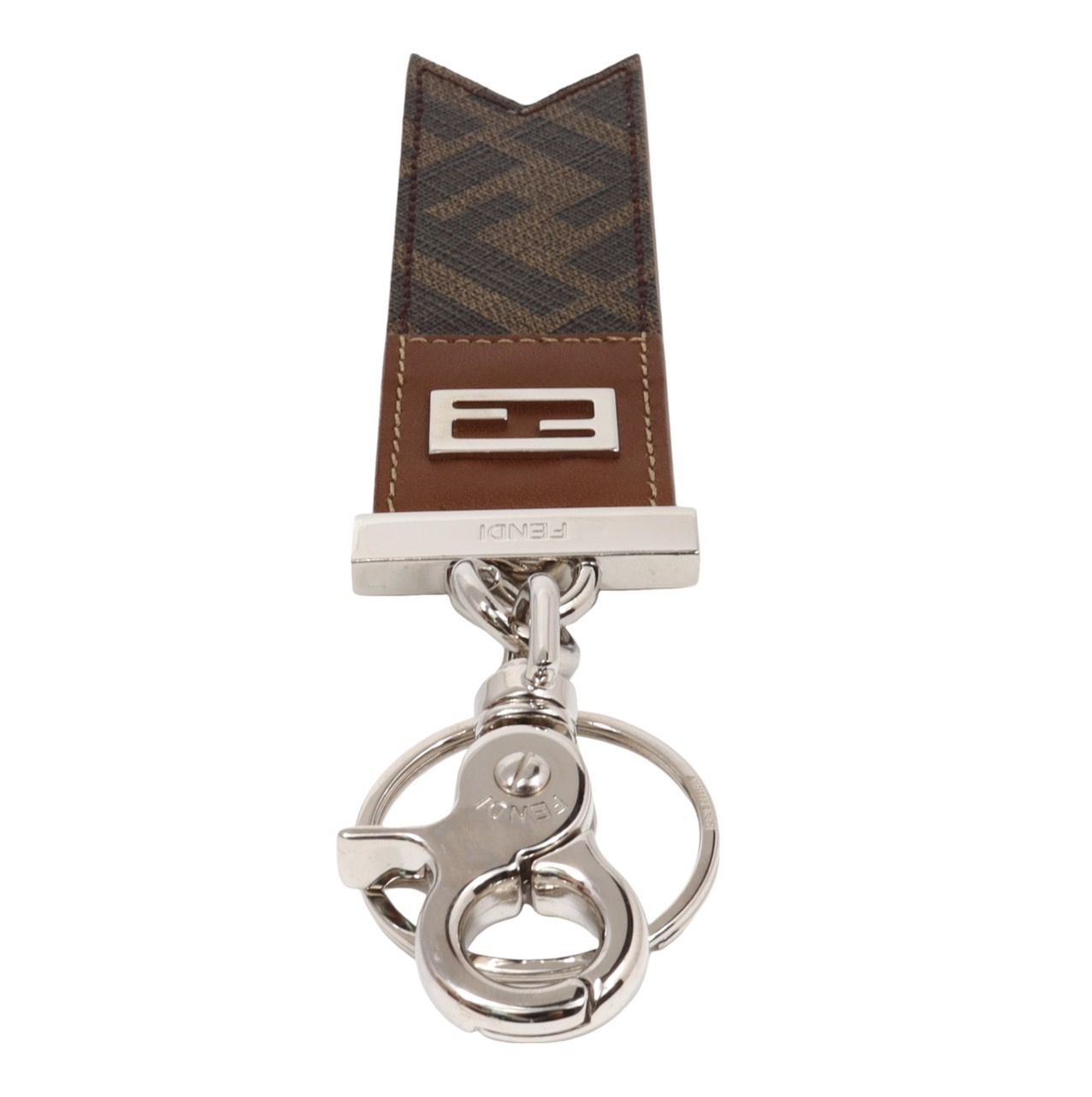 P5 超美品　FENDI　フェンディ　ズッカ　キーホルダー FENDI フェンディ ズッカ レザー FFモチーフ キーリング