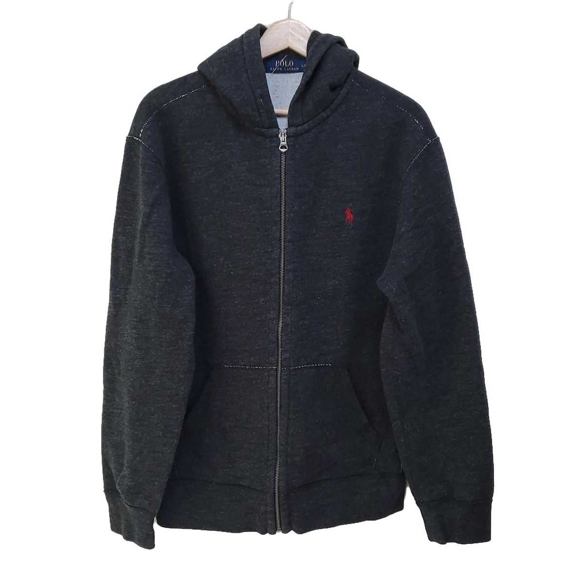 POLObyRalphLauren(ポロラルフローレン) パーカー サイズL メンズ美品  - 黒 長袖/ジップアップ