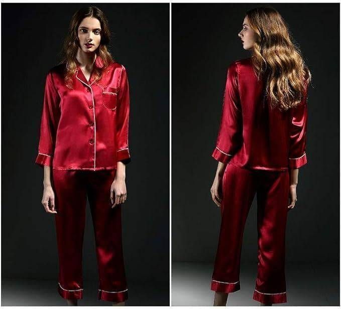 ♥ YUMEKAIRO シルク パジャマ 上下セット L 絹 サテン 長袖 長ズボン 吸湿保温 ルームウェア メンズ レディース