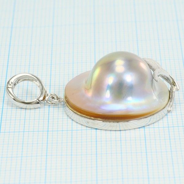 K14WG マベパール ダイヤ ペンダントトップ D:0.08ct/15.5mm/8.6g