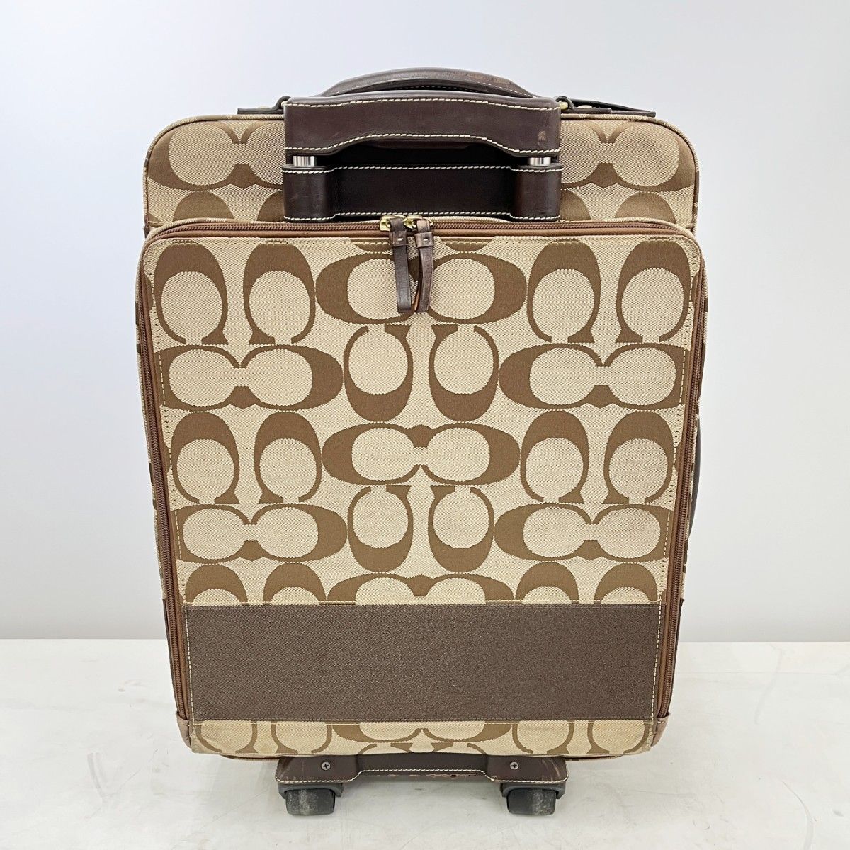 ◆◆COACH コーチ キャリーバッグ シグネチャーキャンパスレザー スレ有 F77020 ブラウン