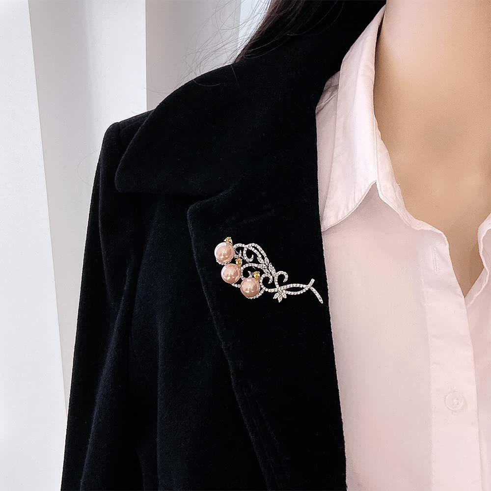新着商品 キュービックジルコニア ロジウムメッキ真鍮 ハニーピーチシェルパールCZブローチ LAVINA