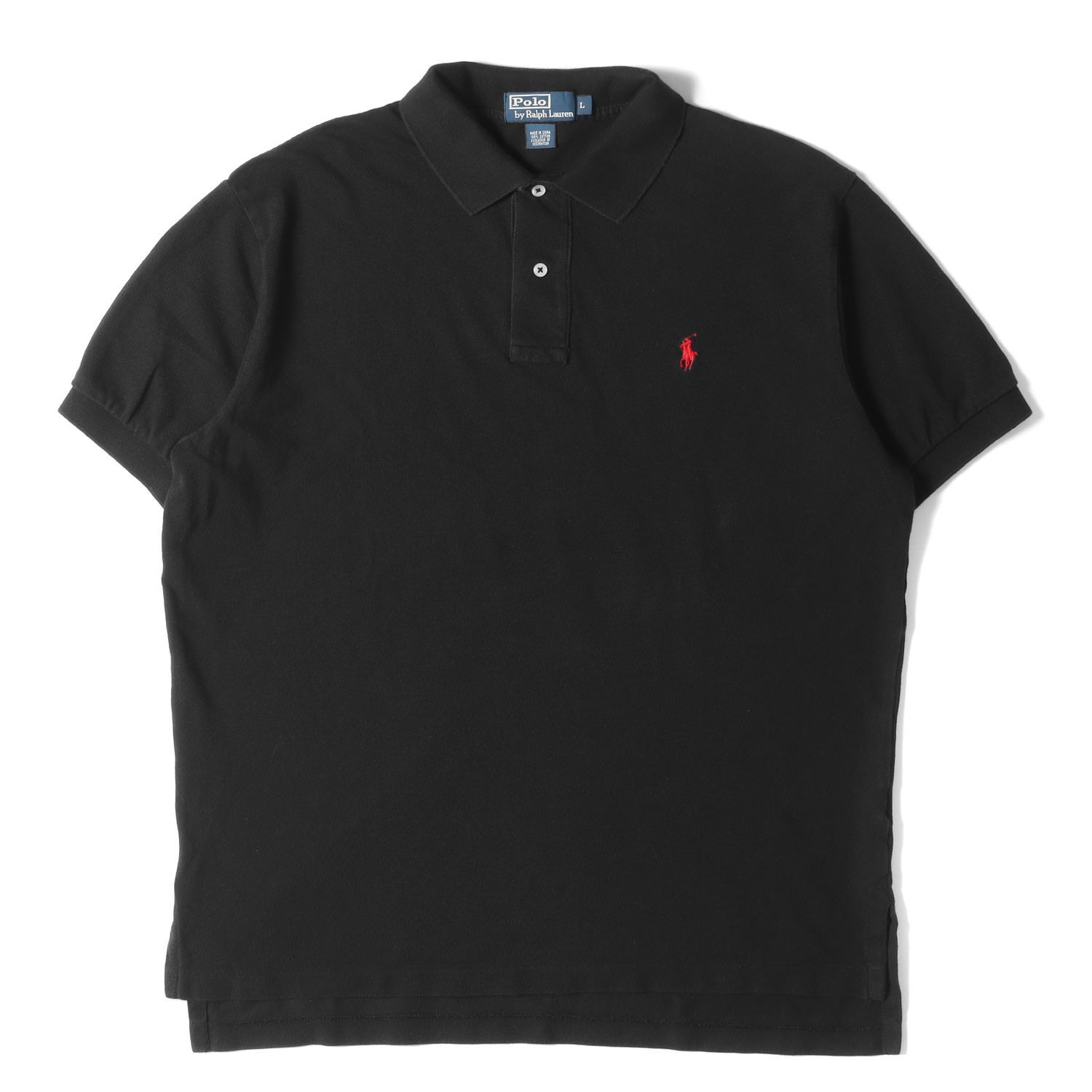 POLO Ralph Lauren ポロ ラルフローレン 90s - 00s ワンポイント 鹿の子 半袖 ポロシャツ オールドラルフローレン ビッグサイズ ブラック 黒 トップス カジュアル 古着