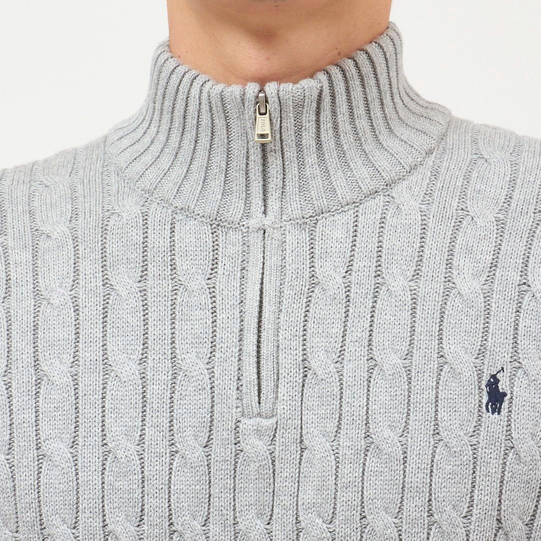ポロ ラルフローレン POLO RALPH LAUREN メンズ ボーイズライン ニット セーター ハーフジップ プルオーバー ケーブルニット コットンニット ANDOVER HEATHER