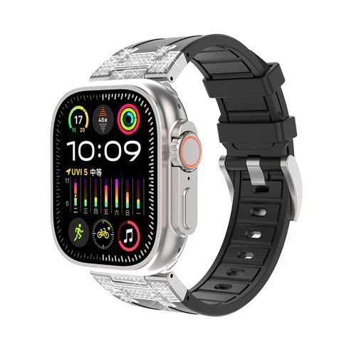 アップルウォッチバンド（Apple Watchバンド）シャインエレガントシリコンバンド【ブラック】42mm/44mm/45mm/46mm/49mm対応 [BELTIES]