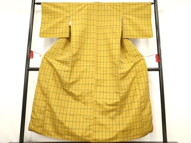 平和屋着物■本場縞大島紬　格子　正絹　逸品　AAAO0843br