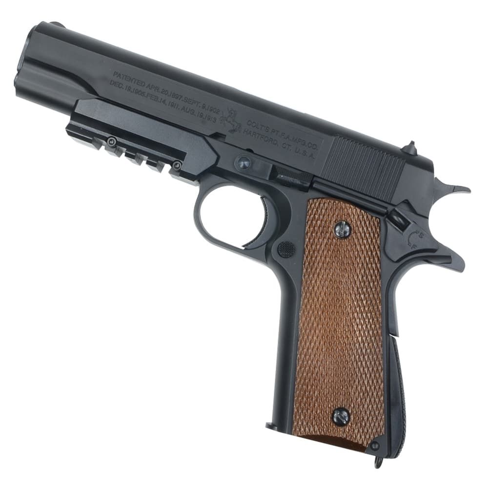 CROWN MODEL エアガン 1911A1 ガバメント 下部レール付き スライドストップシリーズ 10歳以上 18歳以上