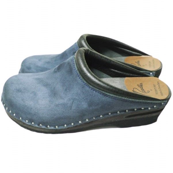 troentorp x Needles トロエントープ ニードルス 別注 Swedish Clog Plain Toe Nubuck スウェディッシュクロッグ ヌバック 38 24-24.5cm NAVY サボ サンダル シューズ g22188