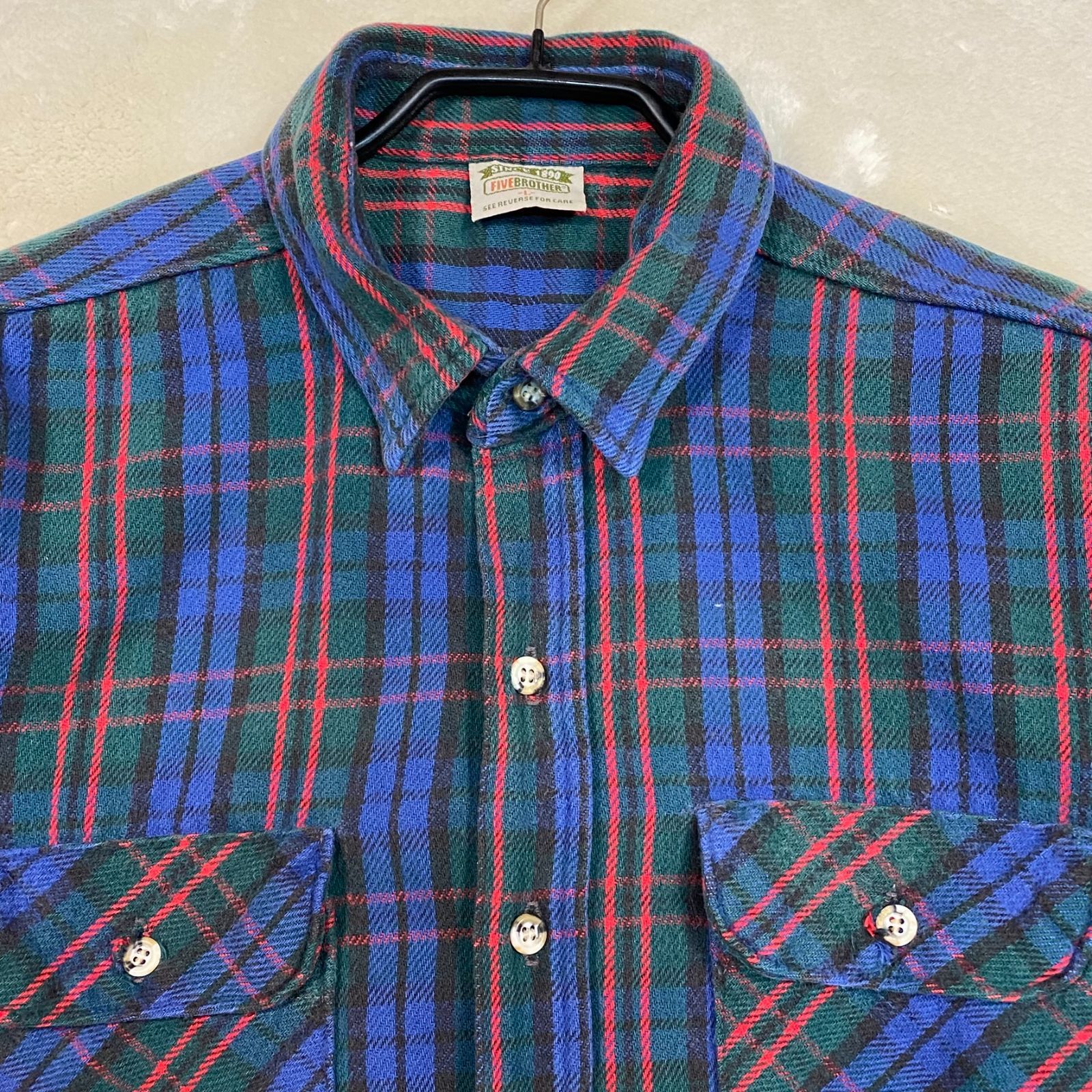 90年代古着 ファイブブラザー FIVE BROTHER チェックネルシャツ L