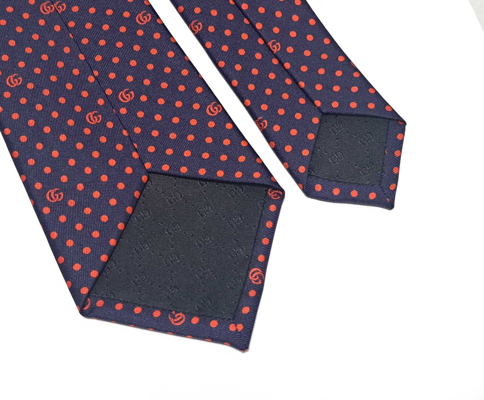 未使用 グッチ ネクタイ GG 623181 ネイビー×レッド 7cm ナロータイ