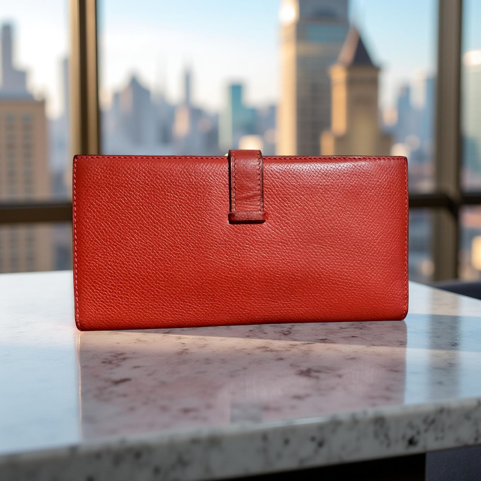 エルメス HERMES ベアンスフレ エプソン □I刻印 長財布 ヴァーミリオン エルメス HERMES ベアンスフレ エプソン □I刻印 長財布