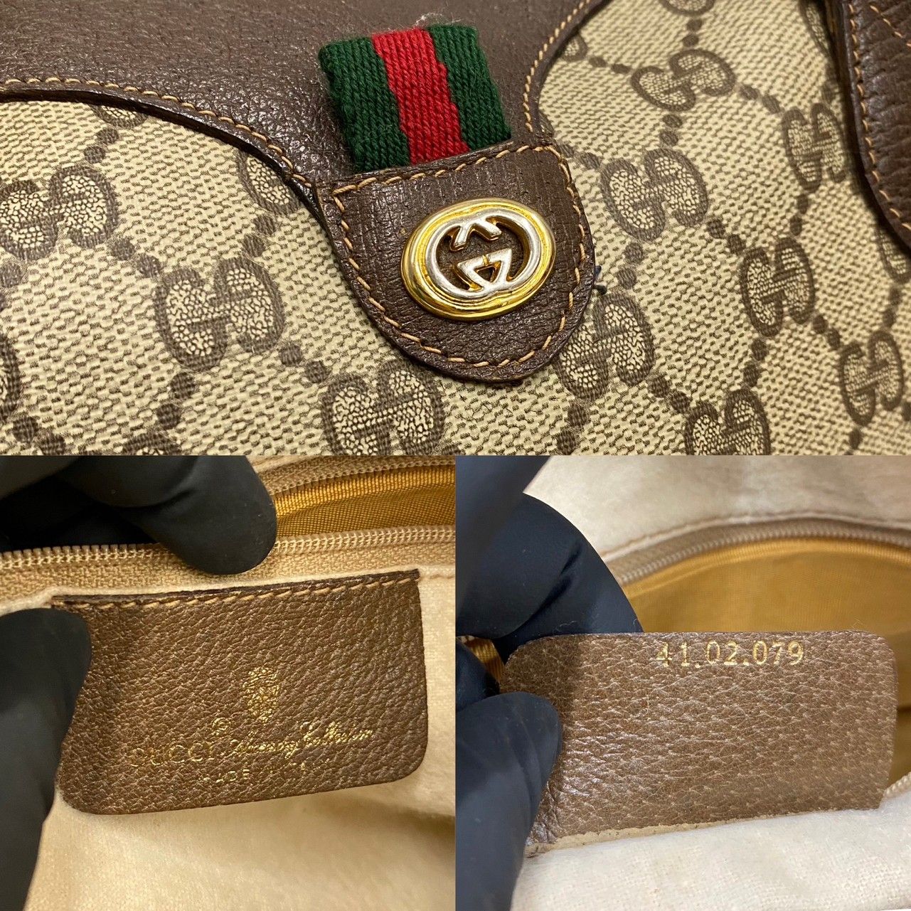 極 美品 GUCCI オールドグッチ グッチ シェリーライン GG ロゴ レザー