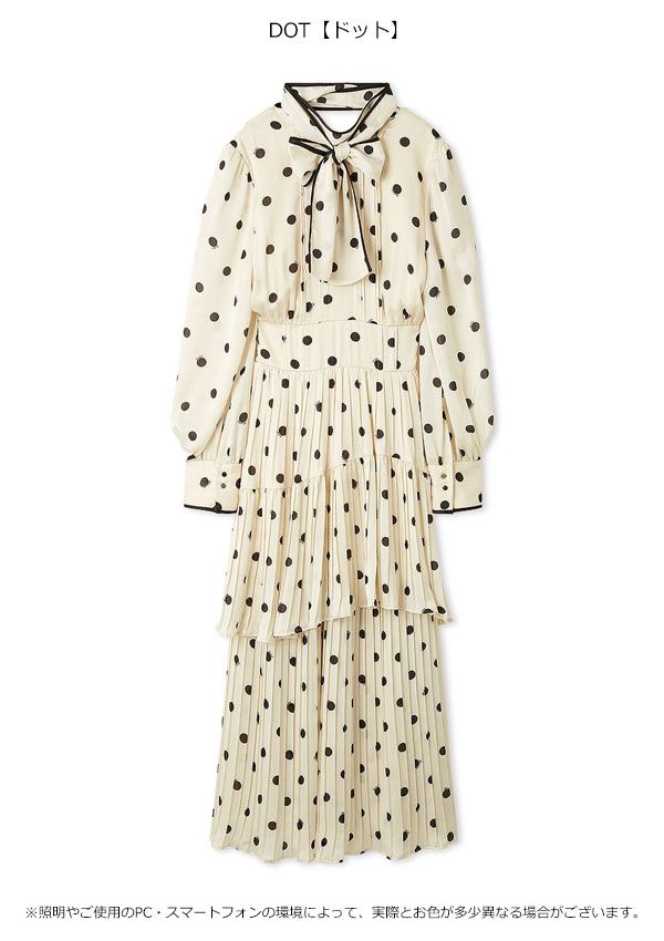 10 OFF リリー ブラウン LILY BROWN ワンピース 25秋冬 2wayボウタイプリーツワンピース 長袖 ロング丈 lwfo255001