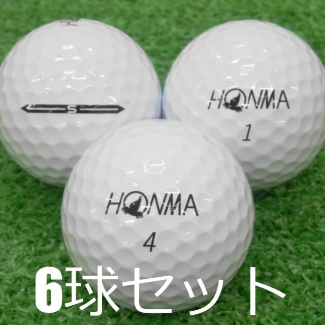 ロストボール HONMA 2024 TW-S ホワイト 6球セット 中古 Aランク 特選 ホンマ「飛んで」「止まる」をコンセプトに、スピン性能と打感を重視し開発したツアー3ピースボール フェースへの乗り感を大幅に改善 ドライバーでの余分なスピン量を抑えた ゴル