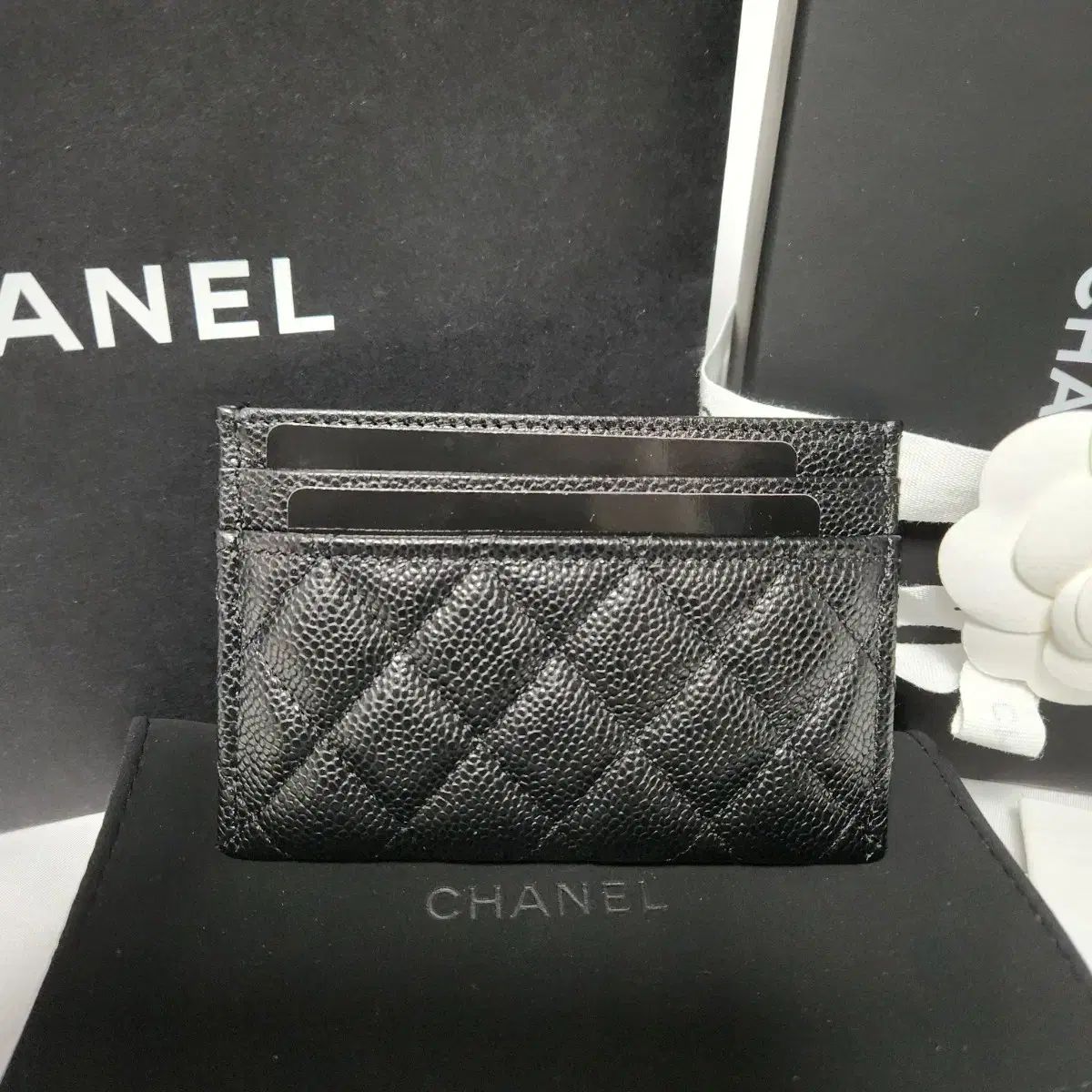 Chanel(シャネル) ボーイ カードウォレット キャビア シャイニー