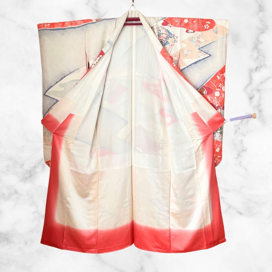 振袖 フルセット 身丈157 furisode 刺繍衿 レトロ 花 アイボリー 絞り 振袖 フルセット 身丈161 furisode 刺繍衿 レトロ