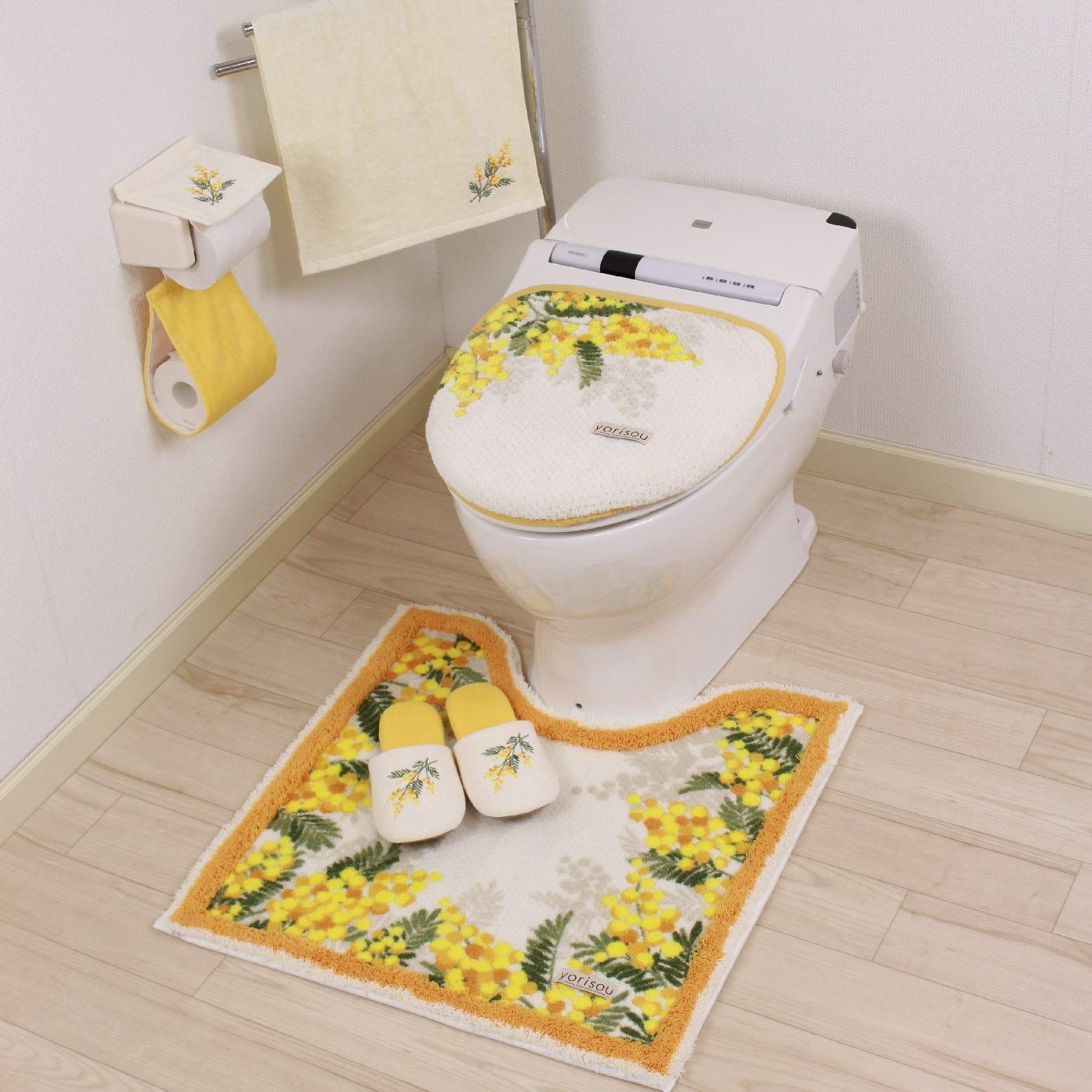 人気商品】トイレマット 約65×65cm ミモザ イエロー 花柄 S.D.S 抗菌