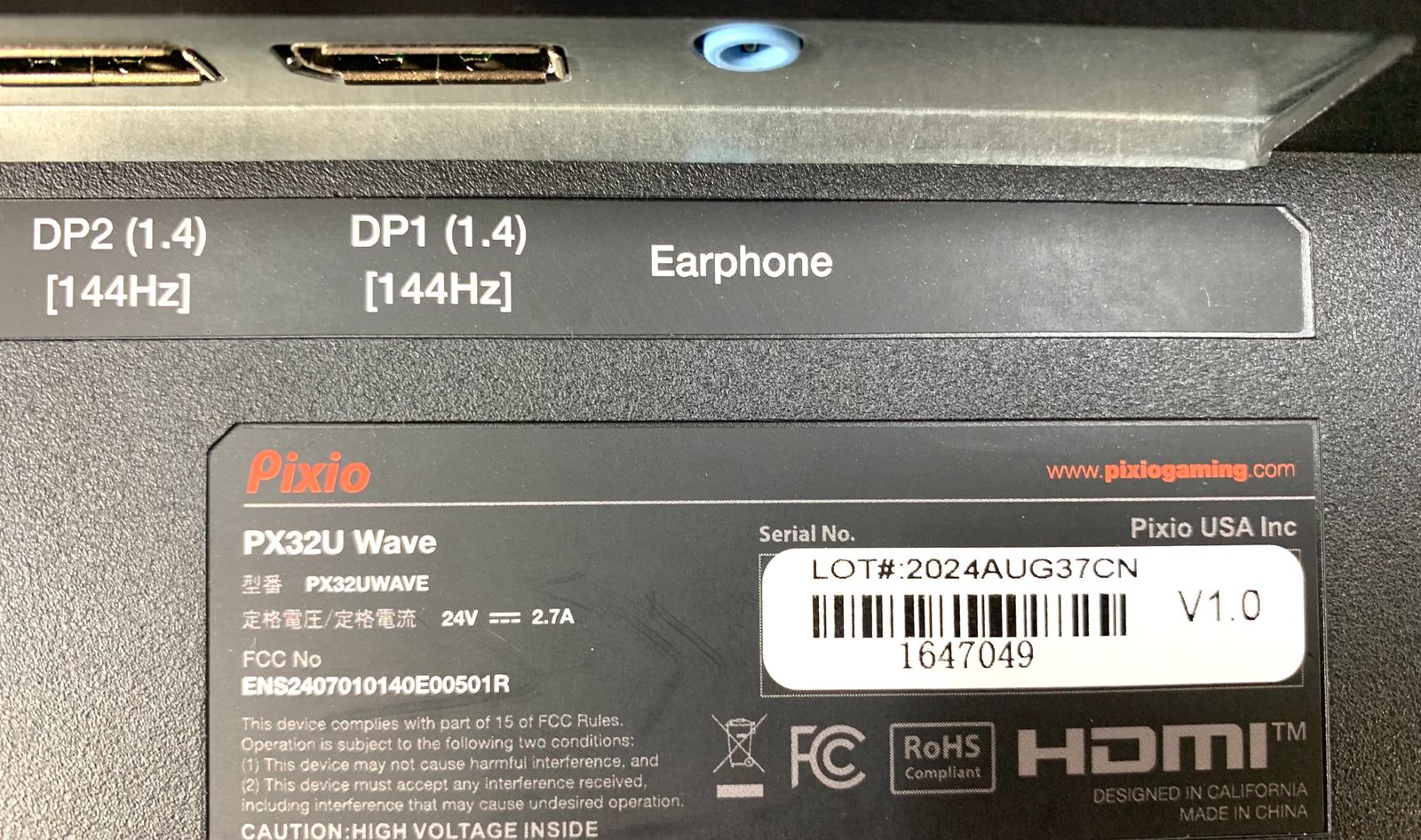 ジャンク品】 Pixio PX32U Wave White ゲーミングモニター 4K 32インチ