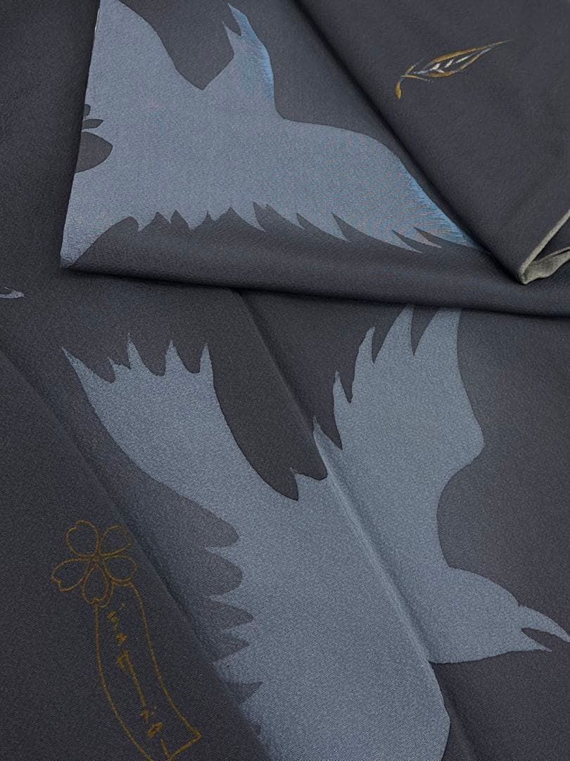 ジュサブロー 辻村寿三郎 落款入 付け下げ 訪問着 手刺繍 鳥 正絹 X274