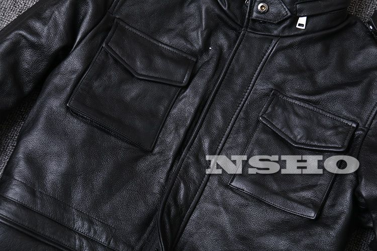 上質 カウハイド メンズ  革ジャン M65 タイプ ヴィンテージ サファリジャケットライダース レザージャケット イタリアンレザー 牛革 カウハイド 復刻50'スタイル サファリジャケット M65 メンズ 革ジャン