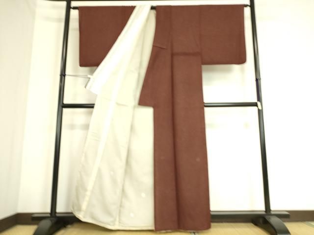 平和屋着物▽色留訪問着　無双　紗袷　紋紗×紗　葡萄茶色　正絹　逸品　DAAS0745az 平和屋着物▽色留訪問着 無双 紗袷 紋紗×紗 葡萄茶色 正絹 逸品