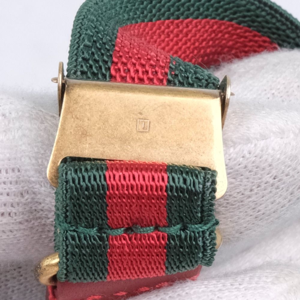 【GUCCI】グッチ ピアスドハート ビジュー レザー×ラインストーン レディース g ブレスレット