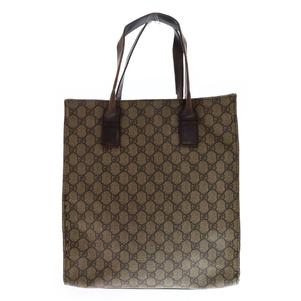 GUCCI (グッチ) GGスプリーム レザーハンドル トートバッグ ベージュ 