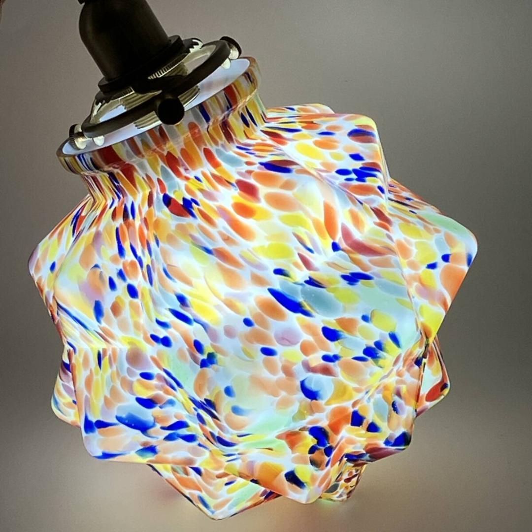 【リプロ品】 エンドオブデイ ランプ シェード　ライト　照明　ガラス　ビンテージ Antique】~1930s End Of Day Lamp Shade エンドオブデイ ガラス ランプ