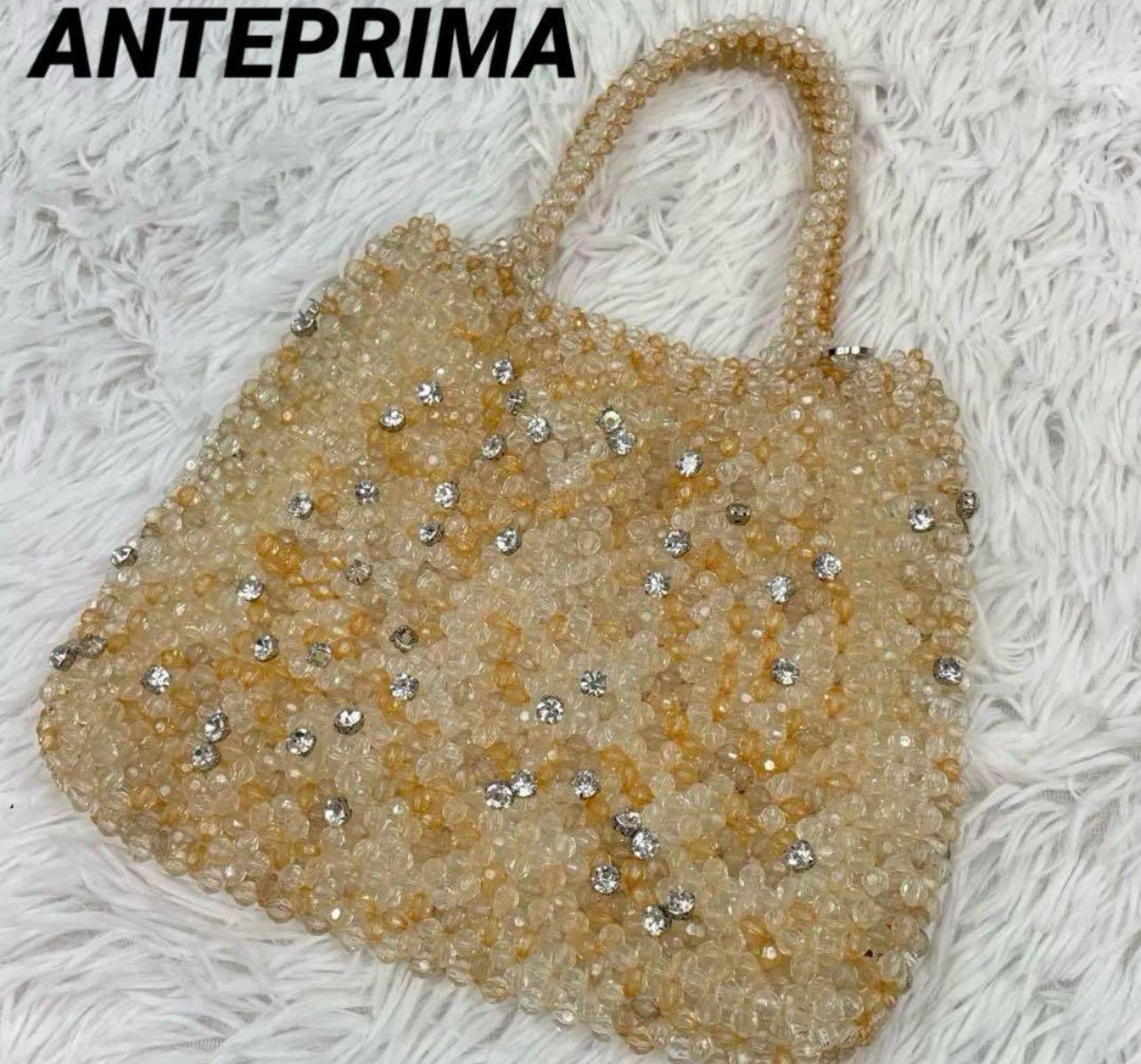 美品 ANTEPRIMA ✨アンテプリマ ビーズバッグ ハンドバッグ イエロー系 