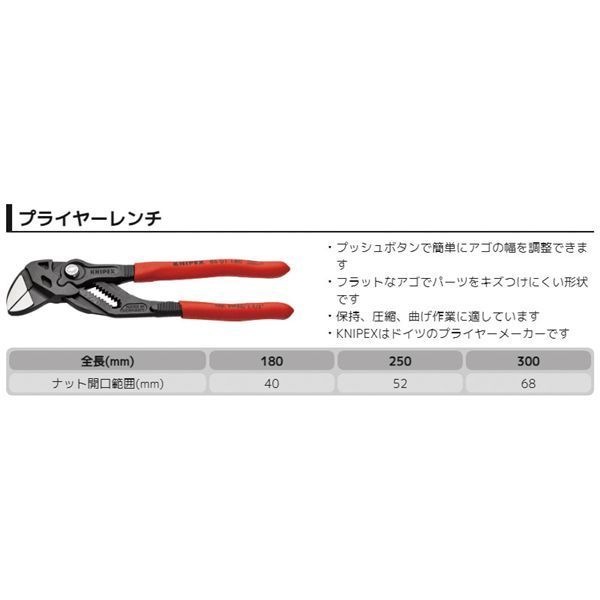 KNIPEX クニペックス プライヤーレンチ プラスチックコーティング 全長300mm 8601-300