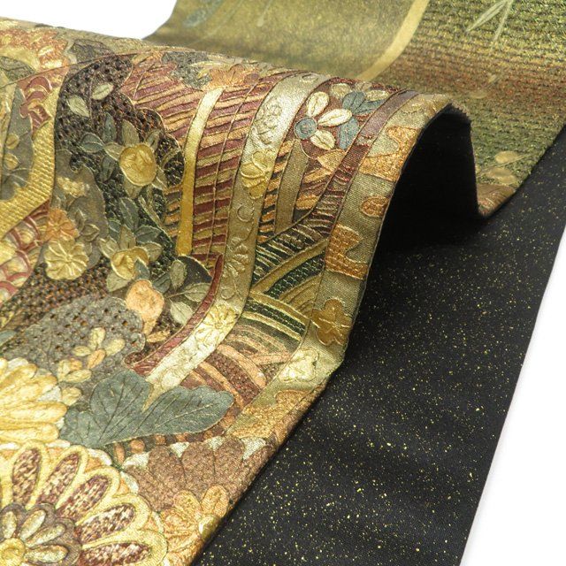 未使用品 高級 袋帯 正絹 六通柄 汕頭刺繍 相良刺繍 蘇州刺繍 中国刺繍 袋帯 未使用 正絹 六通 汕頭刺繍 スワトウ 中国刺繍 多色 金